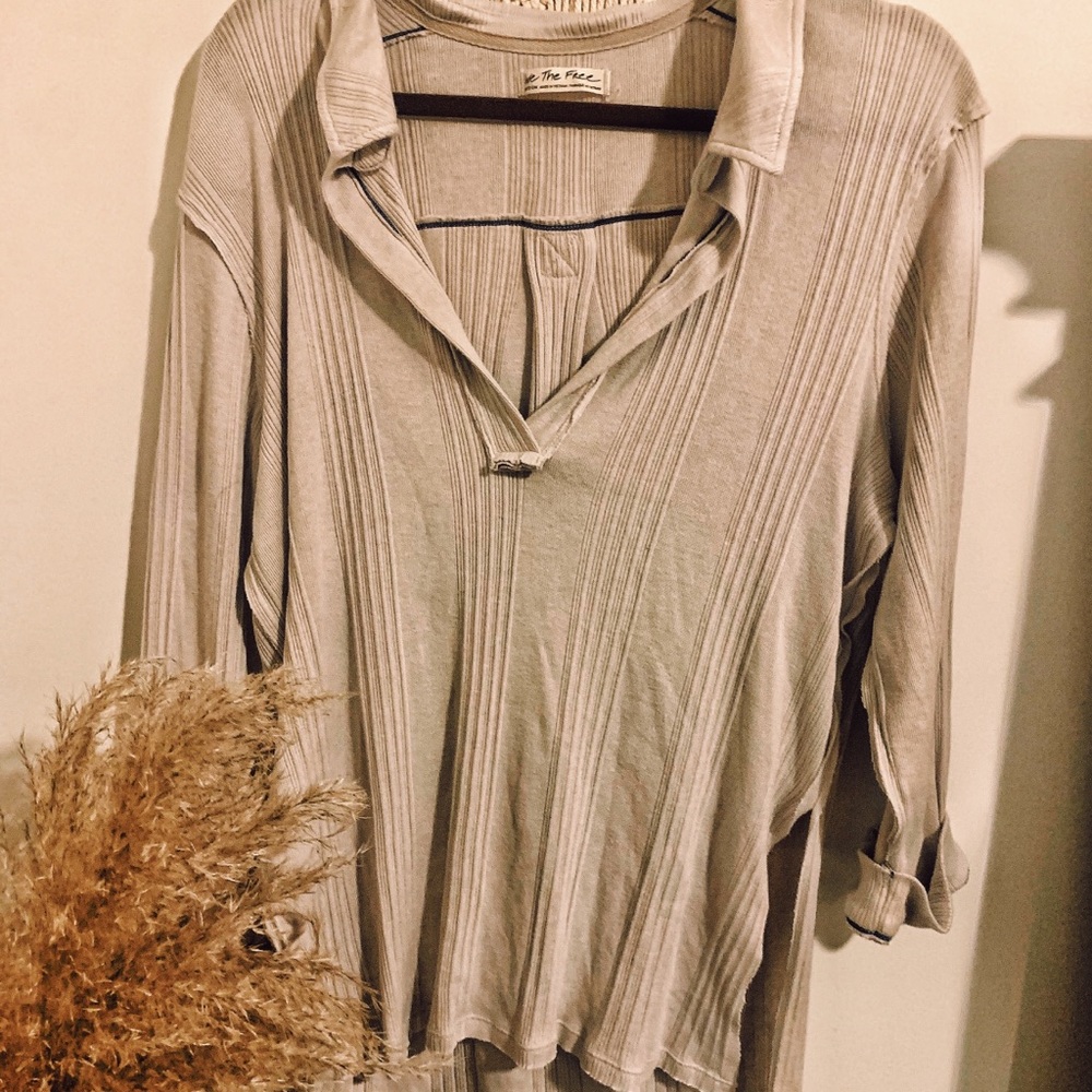 Free People V neck Loose Tee Blouse